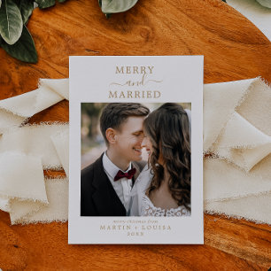 Minimalistisches Gold Merry und Verheiratetes fris Feiertagskarte
