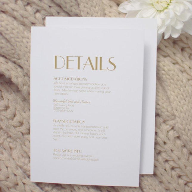 Minimalistisches Gold Modernes Art Déco Hochzeitsd Begleitkarte (Von Creator hochgeladen)