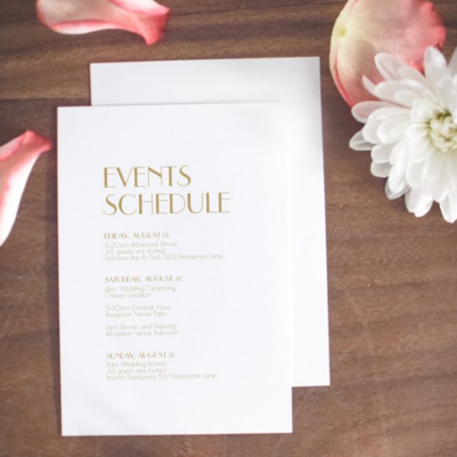 Minimalistisches Gold Modernes Art Deco Hochzeitsp Begleitkarte (Von Creator hochgeladen)