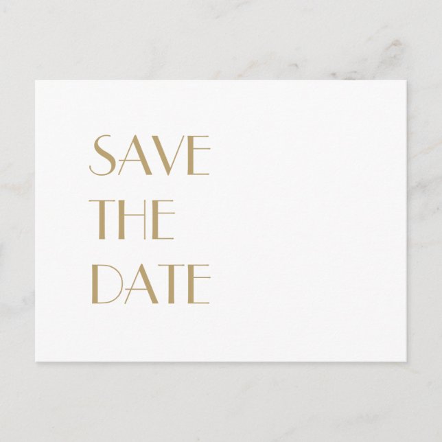 Minimalistisches Gold Modernes Art Deco Hochzeitst Ankündigungspostkarte (Vorderseite)