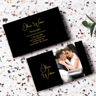 Minimalistisches Gold Schrift Professional Fotogra Visitenkarte