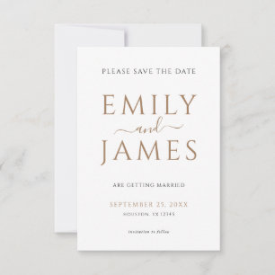 Minimalistisches Gold-Schwarz-Text-QR-Code-Hochzei Save The Date