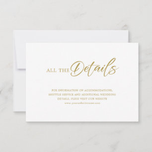 Minimalistisches Gold-Skript auf White Wedding Det Einladung