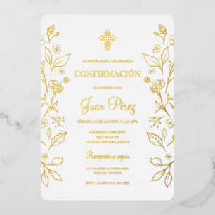 Minimalistisches Gold Spanische Bestätigung Folieneinladung