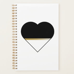 Minimalistisches Gold und Schwarzes Herz Planer