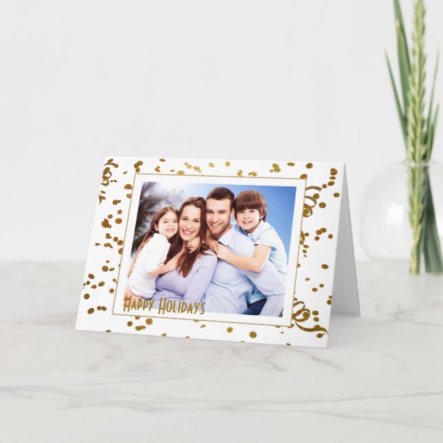 Minimalistisches Gold und Weiß Foto Personalisiert Karte (Vorderseite)