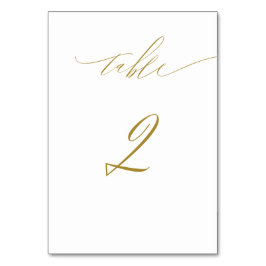 Minimalistisches Gold Weiß Stilschrift Nr. 2 Hochz Tischnummer