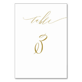 Minimalistisches Gold Weiß Stilschrift Nr. 3 Hochz Tischnummer