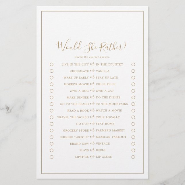 Minimalistisches Gold würde sie eher spielen Flyer (Vorne)