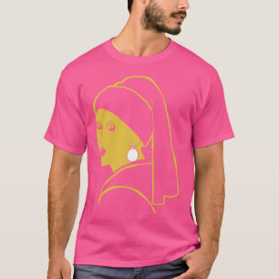 Minimalistisches Golden Girl mit Perlenohrring T-Shirt