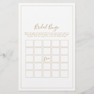 Minimalistisches goldenes Braut-Bingo-Spiel Flyer