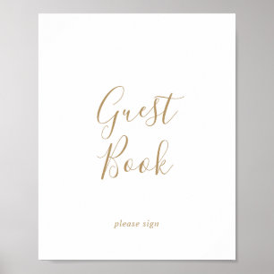 Minimalistisches goldenes Gästebuch-Schild Poster
