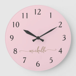 Minimalistisches goldenes Monogramm Unterschrift S Große Wanduhr
