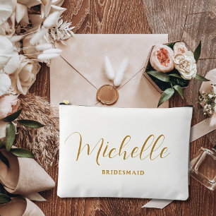 Minimalistisches goldenes personalisiertes Elfenbe Zubehörtasche