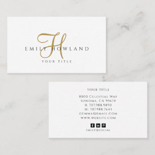 Minimalistisches goldenes Schriftmonogramm Name Visitenkarte