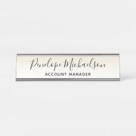 Minimalistisches, goldgelbes Weiß Schreibtischnamensplakette