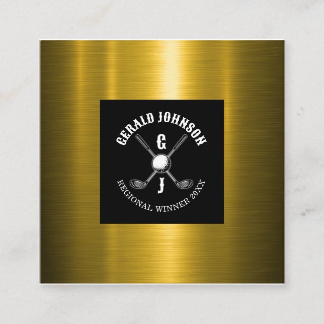 Minimalistisches Golf Monogram Design Quadratische Visitenkarte (Vorderseite)