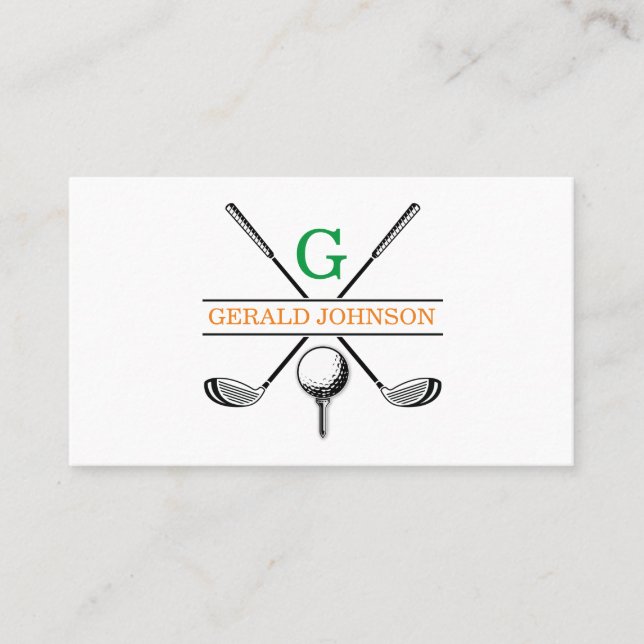 Minimalistisches Golf Monogram Design Visitenkarte (Vorderseite)