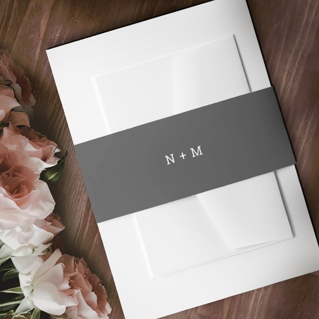 Minimalistisches Grau mit weißer Text-Monogramm-Ho Einladungsbanderole (Von Creator hochgeladen)