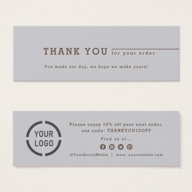 Minimalistisches graues Firmenlogo, danke einfügen (Vorne & Hinten)