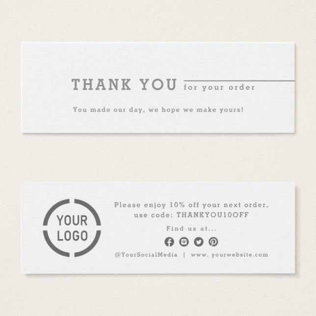 Minimalistisches graues Firmenlogo, danke einfügen (Vorne & Hinten)