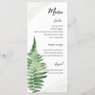 Minimalistisches Green Fern Wedding Menu Menükarte