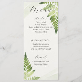 Minimalistisches Green Fern Wedding Menu Menükarte