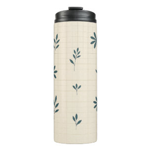 Minimalistisches grünes Blumenmuster  Thermosbecher