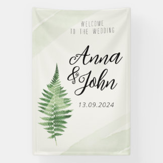Minimalistisches Grünes Fern-Hochzeitsszeichen Banner