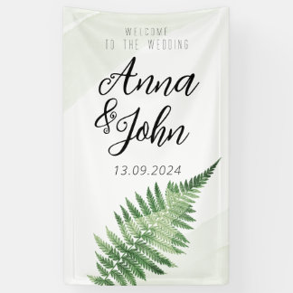 Minimalistisches Grünes Fern-Hochzeitsszeichen Banner