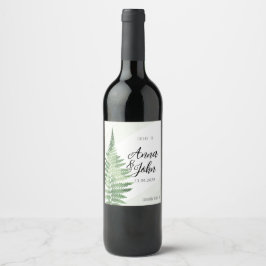 Minimalistisches Grünes Fern-Hochzeitsszeichen Weinetikett