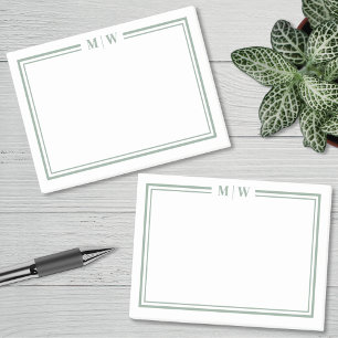 Minimalistisches grünes Monogramm Post-it Klebezettel