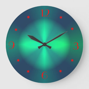 Minimalistisches grünes Rot belichtete >Wall Uhre Große Wanduhr