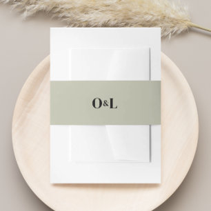 Minimalistisches, grünes Salbei-Monogramm-Hochzeit Einladungsbanderole