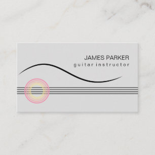Minimalistisches Guitar-Logo für Musiklehrer Grau Visitenkarte