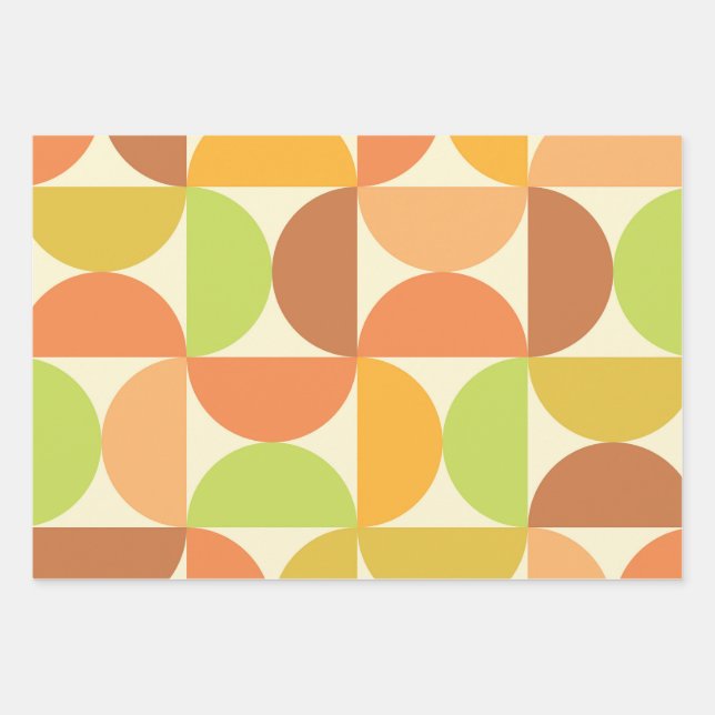 Minimalistisches Halbkreismuster Mitte des Jahrhun Geschenkpapier Set (Vorderseite)