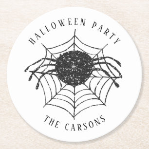 Minimalistisches Halloween-Party Spider Web Decor Runder Pappuntersetzer