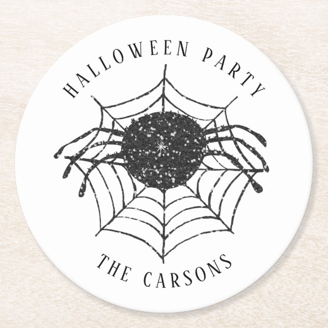 Minimalistisches Halloween-Party Spider Web Decor Runder Pappuntersetzer (Vorderseite)