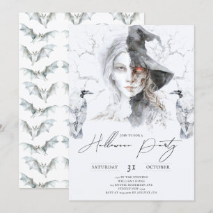 Minimalistisches Halloween Portrait Spuk Forrest Einladung