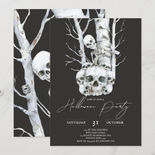 Minimalistisches Halloween Spuk Lächeln Skelett Einladung