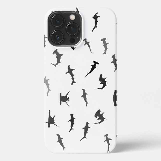 Minimalistisches Hammerhead-Hai-Hammerhead-Muster iPhone 13 Pro Max Hülle (Rückseite)