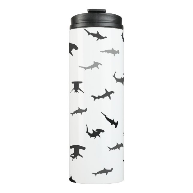Minimalistisches Hammerhead-Hai-Hammerhead-Muster Thermosbecher (Vorderseite)