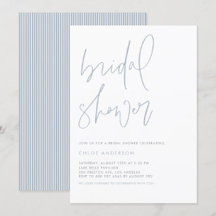 Minimalistisches handgeschriebenes Dusty Blue-Brau Einladung