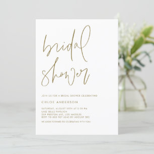 Minimalistisches handgeschriebenes Script-Gold-Bra Einladung