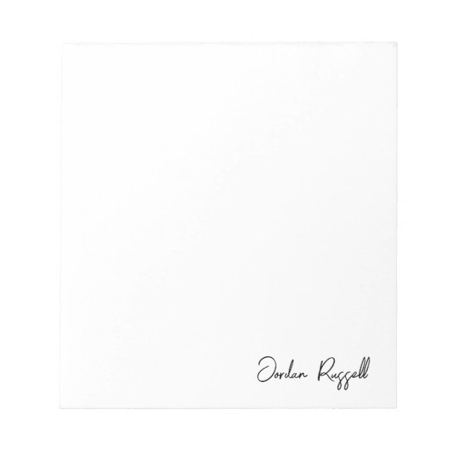 Minimalistisches handgeschriebenes Signaturskript Notizblock (Vorderseite)