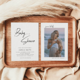 Minimalistisches handgeschriebenes Skript-Foto Einladung