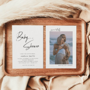 Minimalistisches handgeschriebenes Skript-Foto Einladung