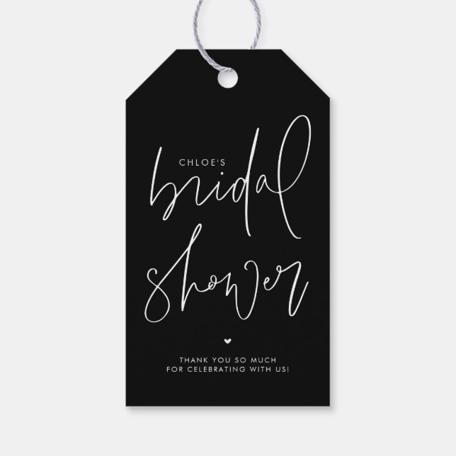 Minimalistisches handgeschriebenes Skriptschwarzes Geschenkanhänger (Rückseite)