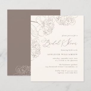 Minimalistisches handgezeichnet Peonies-Brautparty