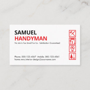 Minimalistisches Handwerker-Reparaturjobs-Icon Visitenkarte